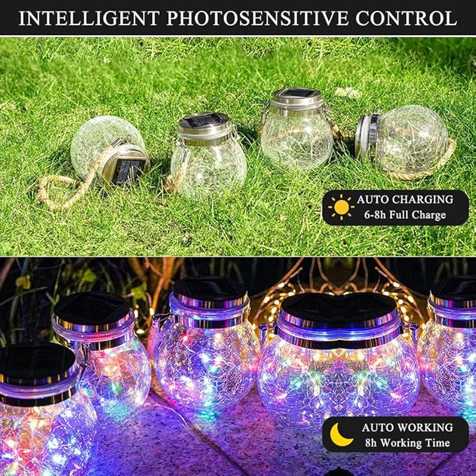 Solar Lanterns Outdoor  Warm White LED Waterproof Garden Hanging Lights for Patio Yard Lawn Pathway Bright Weather-Resistant String Lights (2 Pack RGB)