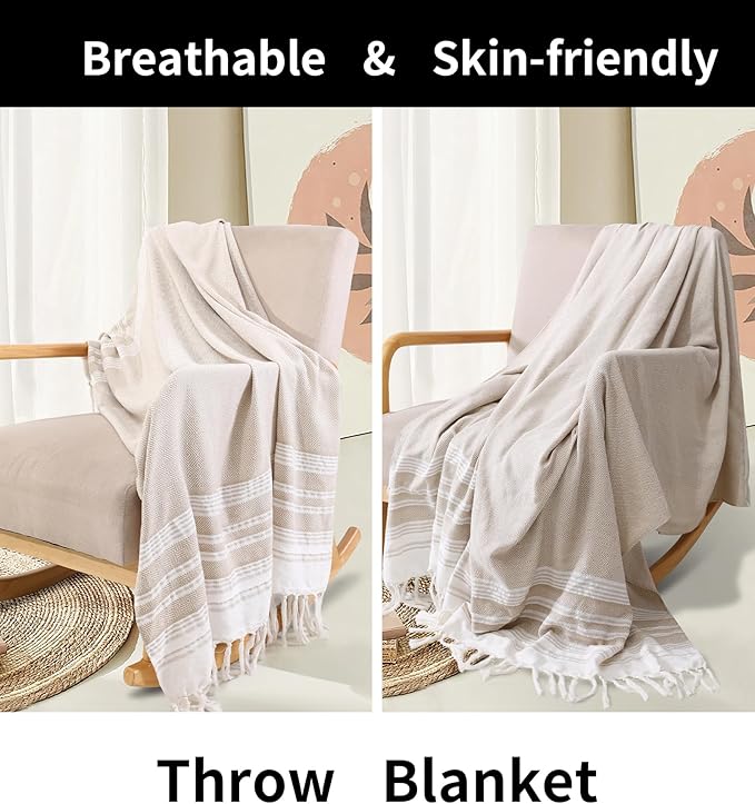 Boho Beige Throw Blanket Bedroom Living Room Accessories Sofa Couch Chair Essential Bohmian Aztec African Southwest Neutral White Fall ntique Vintage French Country Primitive Cottage Nursery Decor