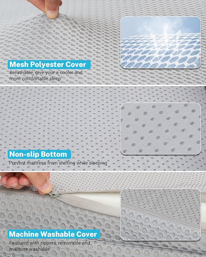 Gonex Foam Mattress for Tesla Model Y 3 2 Foam Car Camping Mattress with Washable Mesh Cover for Superior Support Foldable with Storage Bag Fits Frunk Trunk Portable for Road Trips 75 x 44.5