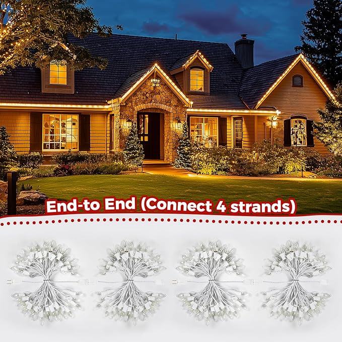 Minetom C9 Clear Christmas String Lights 25FT 25 Blubs Bright &amp Warm Outdoor Christmas Lights Long Life C9 String Lights for Tree Patio Gazebo Wreath White Wire