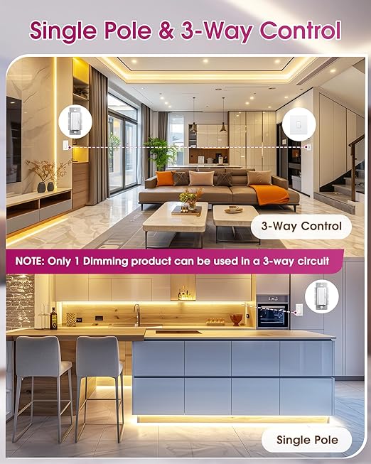 Dimmer Light Switch &amp 12V 60W Dimmable LED Driver 2 in 1 UL Listed Single-Pole or 3-Way Slide Dimmer Switches for Led Strip Lights120VAC to 12VDC Power Supply for Low Voltage Project Glossy Whi