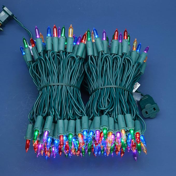 200 Count Multicolor LED Christmas Lights 66 ft Green Wire UL Certified Commercial Grade Holiday String Light Set (Multicolor)