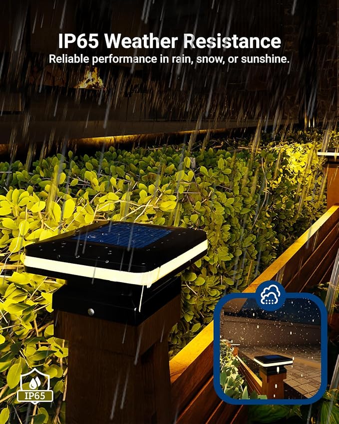 Sunco 6 Pack Solar Post Lights Outdoor Dusk to Dawn Black Square Solar Powered Landscape Lights for Yard Garden Lawn 2W 120 LM 2CCT: 2700K 4000K 2 Brightness Levels: Low 50% High 100%.