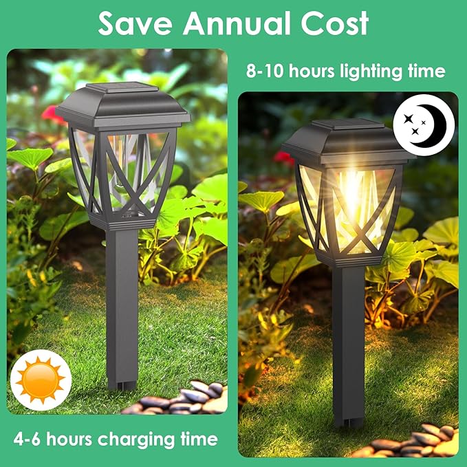 Derynome Solar Lights Outdoor 10 Pack Waterproof Solar Pathway Lights for Outside Outdoor Light for Garden Yard Patio Landscape Planter Walkway Decor