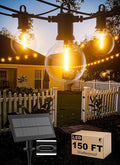 Solar String Lights Outdoor Waterproof 150FT with USB Port and 73 Shatterproof G40 Bulbs(3 Spare) LED Solar Powered Patio Lights for Outside Porch Backyard Gazebo Garden(Warm White)