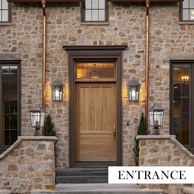 Darkaway Outdoor Sconce Lights Wall Light Fixtures Exterior Porch Light Outdoor Sconce Anti-Rust Waterproof Aluminum Outside Light with Water Ripple Glass for Patio Yard Doorway Garage