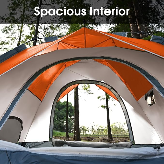 MOON LENCE Pop Up Tent 3-4 Person 60s Instant Setup Camping Tent with 2 Doors Water-Resistant &amp Windproof Dome Tent for Car Camping Backyard Traveling