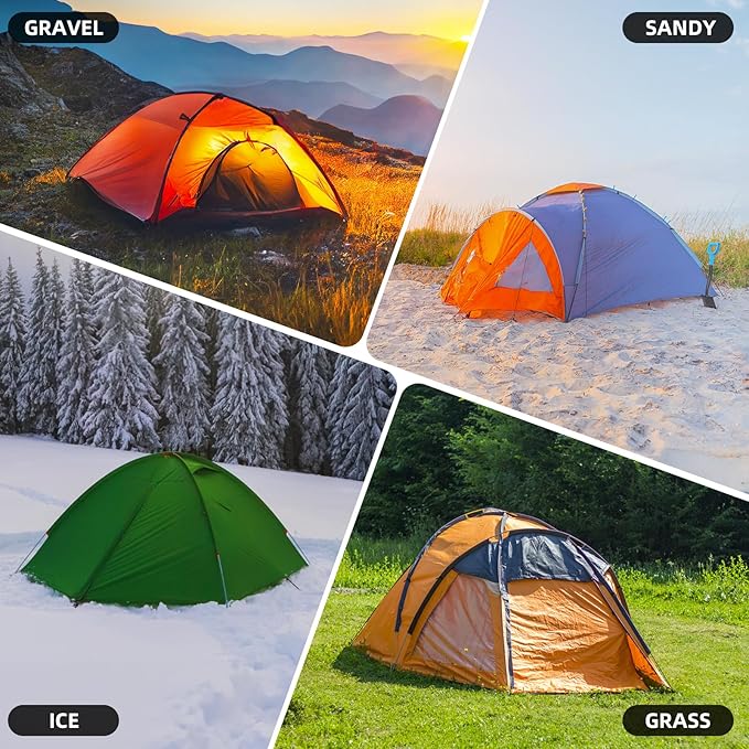 20 Pack Tent Stakes Heavy Duty 8 Inch Ground Anchor Screw Camping Stakes with Luminous Head Metal Threaded Tent Pegs Includes Hex Head Driver and Storage Box