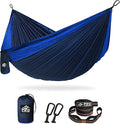 Pro Venture Double Camping Hammock - 10.5 x 6.5 FT (9ft Tree Straps 2 Carabiners) - 2 Person Portable Lightweight Parachute Nylon 210T Hammocks - for Backpacking Travel Hiking Patio (Double)…