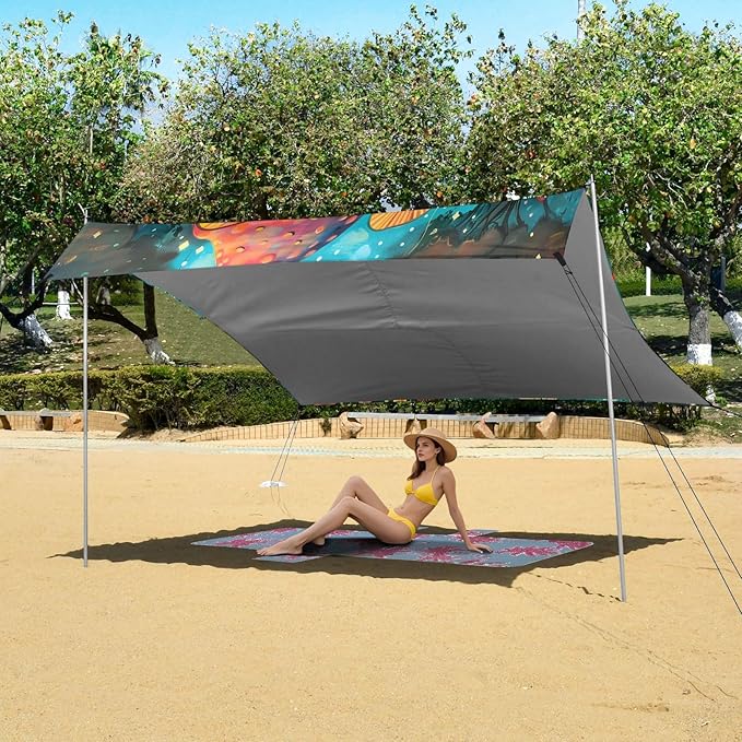 Camping Sun Shelters Castle with Mushroom in The Forest Beach Canopy 126 * 110.2in