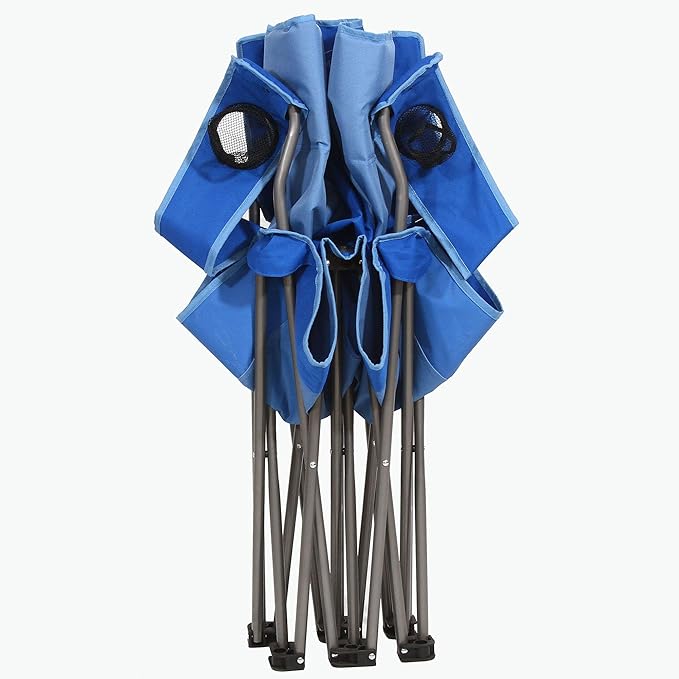 Kamp-Rite Portable 2 Person Folding Collapsible Outdoor Patio Lawn Beach Chair for Camping Gear Tailgating &amp Sports 500 LB Capacity 2-Tone Blue