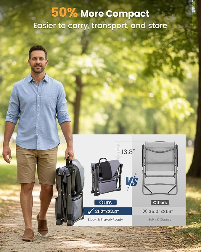 KingCamp XXL Heavy Duty Camping Directors Chair 550lbs Capacity Extra Wide Oversized Camp Chairs with Side Table &amp Cooler Bag Compact Padded Folding Chair for Big and Tall Outdoor Sports Picnic