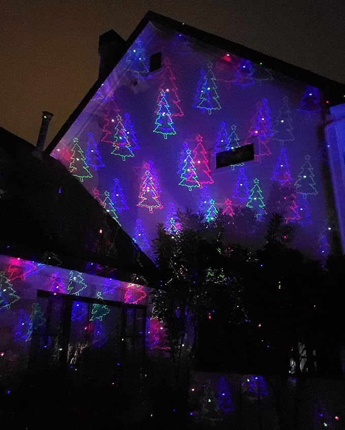 LedMall Motion Pattern Firefly 3 Models in 1 with 18 Patterns RGB Outdoor Laser Christmas Lights Projector with RF Remote Control and Security kit