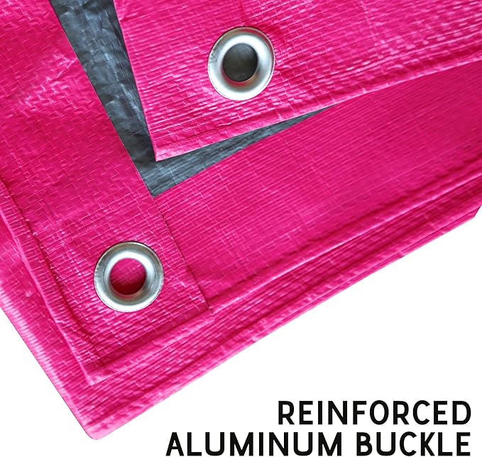 STARPYNG-7 Mil Pink/Silver 15x15 Feet Tarp-Multifunctional Waterproof Tarpaulin-Waterproof UV Resistant Rip and Tear Resistant Poly Tarpaulin with Reinforced Edges for Cover