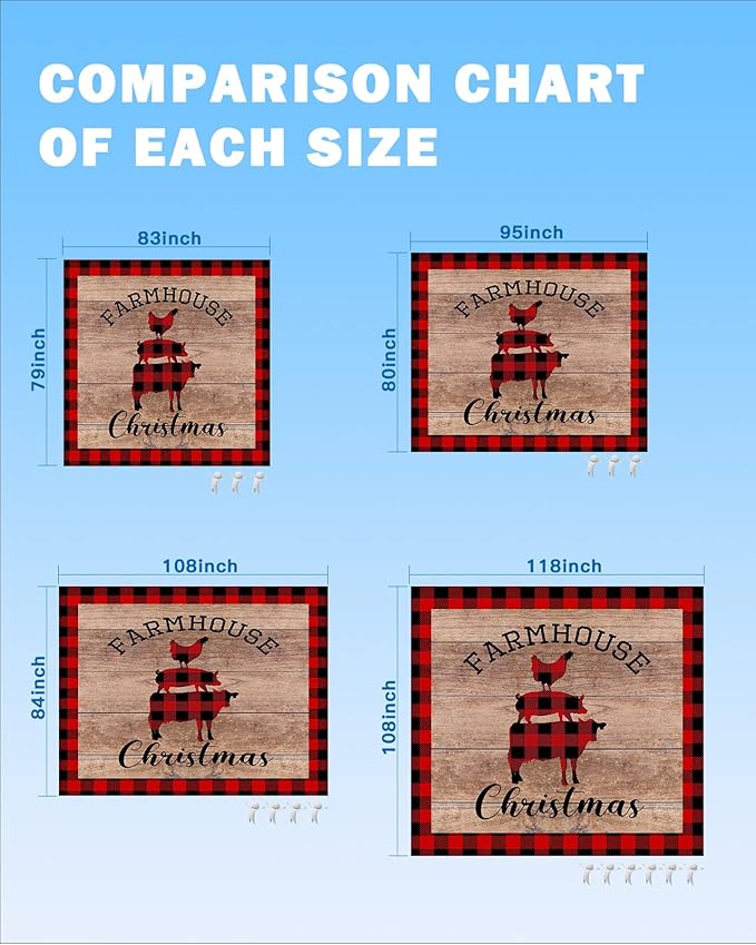 Beach Blanket Waterproof Sandproof Christmas Cow Pig Chicken Farm Animals Quick Drying Beach Mat with 4 Stakes Red Buffalo Plaid Vintage Brown Wood Lightweight Picnic Blanket for Travel 118x108