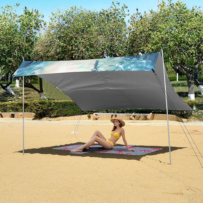Camping Sun Shelters Whales Family Undersea Beach Canopy 126 * 110.2in