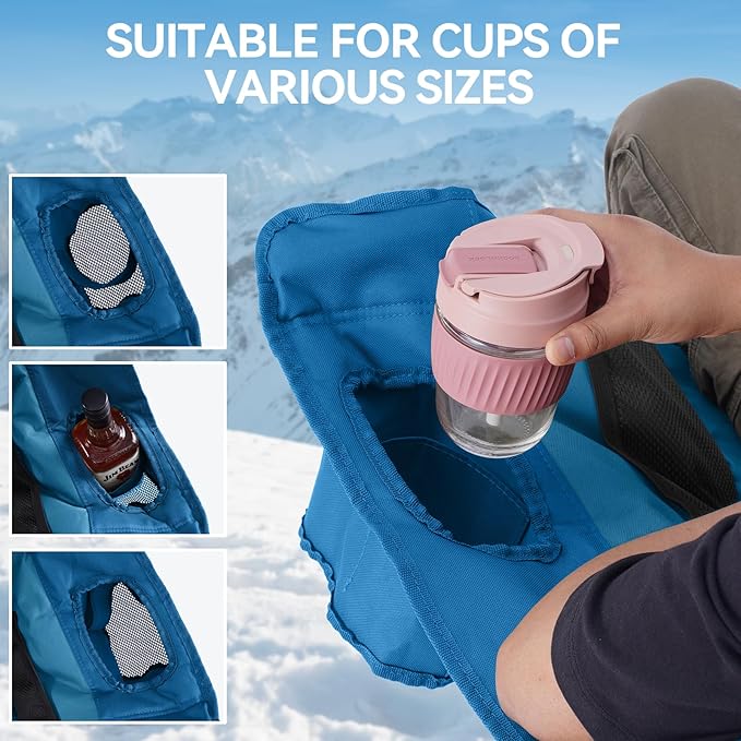 Double Camping Chairs Padded Loveseat Chair for 2 Person - Heavy Duty Oversized Camping Couch for Adults Outdoor Lawn Beach - Portable Folding Sofa with Cup Holders and Carry Bag Bright Blue