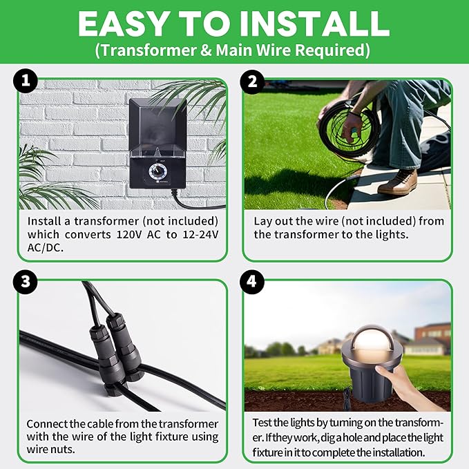 Low Voltage 3000K Ground Well Lights 8 Pack 6W 420LM LED 12V In-Ground Landscape Lights IP67 Waterproof Aluminum Oil-Rubbed Bronze Single-Side Lighting for Backyard Wall