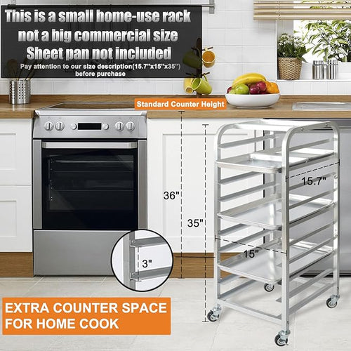 10-Tier Quarter &amp Half Sheet Pan Rack - Bread Baking Speed Rack for Cooling Bakery Stand with wheels for Bun Pan Tray Home Kitchen Tiered Rolling Cart for Oven(for 1/2 &amp 1/4 Sheet)