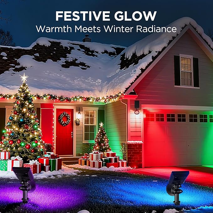 InnoGear Solar Lights Outdoor Waterproof Halloween Christmas Solar Garden Light for Outside Yard Landscape Lighting Pathway Spot Lights Spotlight Wall Light 4 Pack (Red Green Violet Purple Blue)