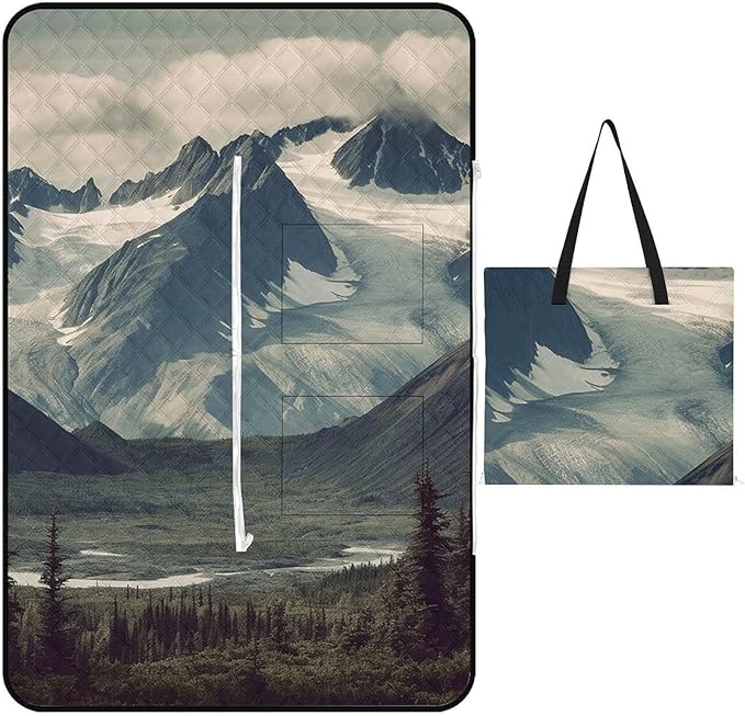 Zipper Alaska Mountains Style Picnic Mat Suitable for Travel Camping Park Or Home Use