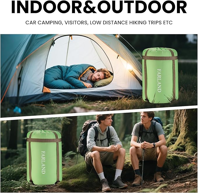 FARLAND Sleeping Bags 30℉ for Adults Teens Kids with Compression Sack Portable and Lightweight for 3-4 Season Camping HikingWaterproof Backpacking and Outdoors