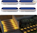 Solar Step Lights Outdoor Waterproof LED 4 Pack Warm White Flat Solar Powered Deck Lights for Outside Stick on Light Bar for Stair Dock Patio Garden Path Walkway Driveway Porch