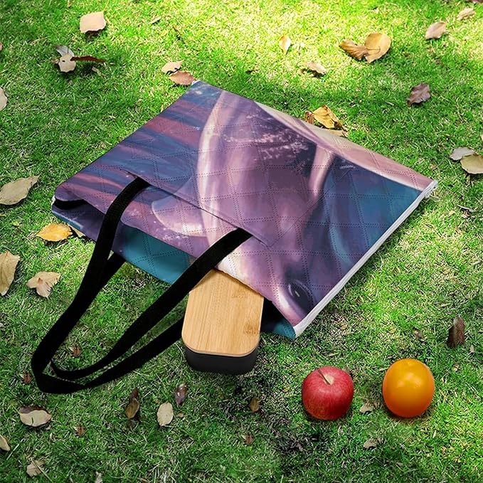 Zipper Dolphins Art Style Picnic Mat Suitable for Travel Camping Park Or Home Use