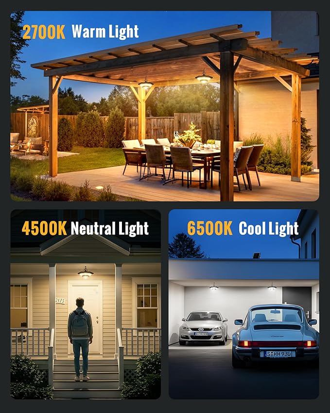Solar Indoor Outdoor Shed Light with 4000LM Upgrade 228 LED Solar Pendant Light Daytime Available with 3 Color Temperature Remote Control Motion Sensors for GazeboShedGarageBarn 2 Packs