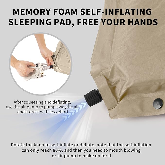 Naturehike 4/10cm Ultra Thick Foam Self Inflating Sleeping Pad R9.5 Patchwork Sleeping Mats with 75D Fabric 4 Seasons Air Mattress for Camping Travel Car Tent Cot Hiking