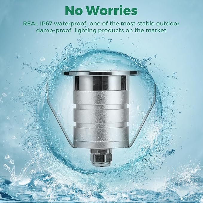 Gardencoin Outdoor Recessed LED Lights Heavy Duty Soffit and Deck Lighting Flush Mount 12-24V Low Voltage Landscape In Ground Well Light Underwater Pond Light Dimmable Widely Used 6pack