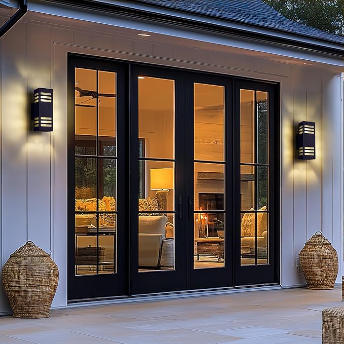 harriet Porch Lights Outdoor Modern - IP64 Waterproof Aluminum and Tempered Glass Cover 13 Rectangular Up/Down Wall Sconce for Porch Garage &amp Patio Exterior Lighting Black