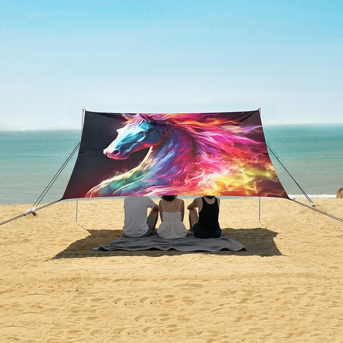 Flame HorseCamping Sun Shelters 9.2 x 10.5 FT Beach Canopy Tent Sun Shade with Carrying Bag for Camping Trips Fishing Backyard Fun or Picnics 21341071