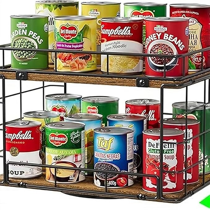 Strong 2 Step Turning Shelf with Open Design for Quick of Stored Goods Food Storage Room Organizing Rack