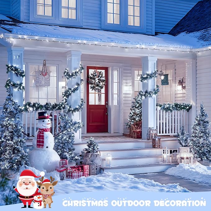 JMEXSUSS White Christmas Lights Outdoor Waterproof Each 33 FT Battery Operated String Lights with Remote 2 Pack 100 LED Christmas Tree Lights Indoor Outdoor for Party Garden Porch Yard Decor