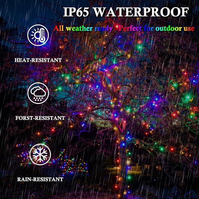 Multicolor Solar Christmas Lights 2Pack Total 180FT 500LED String Light Outdoor Waterproof Auto On/Off with 8 Modes Solar Twinkle Lights for Outside Tree Christmas Decorations (Multicolor)