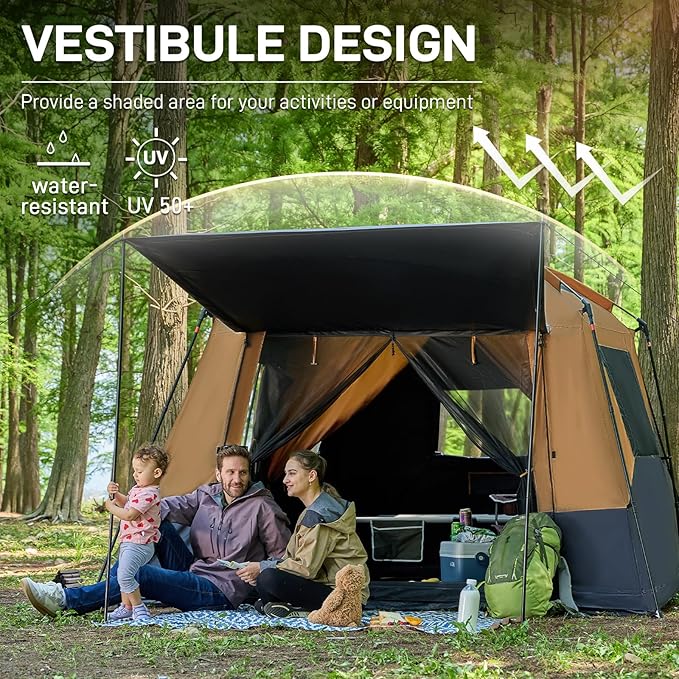 EVER ADVANCED 10 Person Camping Blackout Design Tent Multi Room Tent for Family Large Tents with Rainfly and Carry Bag 2 Doors Water-Resistant 14ft x 10ft x 84in