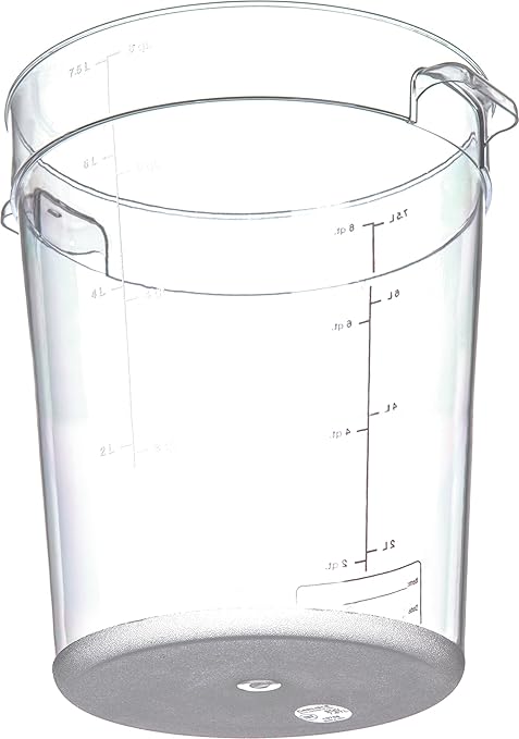 Carlisle FoodService Products Storplus Round Food Storage Container with Stackable Design for Catering Buffets Restaurants Polycarbonate (Pc) 8 Quart Clear