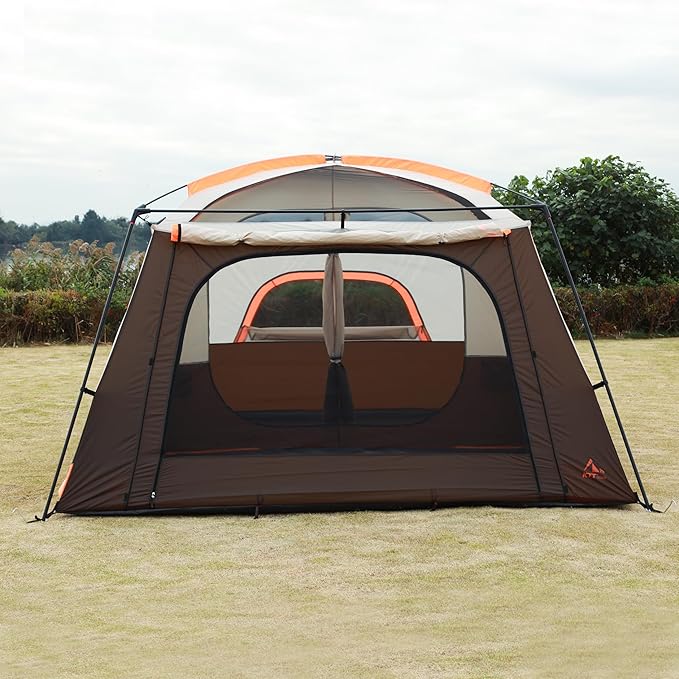 KTT Extra Large Tent 10-12-14 Person(B)Family Cabin Tents2 Rooms3 Doors and 3 Windows with MeshStraight WallWaterproofDouble LayerBig Tent for OutdoorPicnicCampingFamily Gathering