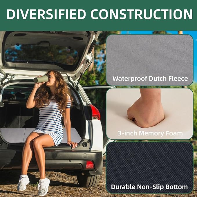 Memory Foam Foldable Mattress Trifold Floor Bed Mattress with Dust Cover Portable Waterproof Camping Pad Mat for Outdoor Sleeping Foldable for Travel Truck Bed Tent