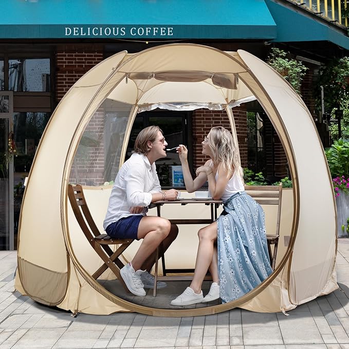 LEEDOR Pop Up Screen House Tent UPF 50+ and Windproof Dome Outdoor Canopy Tent with Roll Up Zipped Door Privacy Gazebo Compact and Lightweight for Party Camping Fishing Picnic Grey
