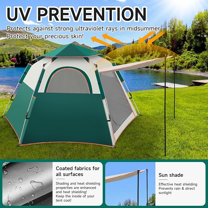 SAN LIKE Camping Tent 2/3/4 Person Instant Easy Pop Up Tents for Camping Lightweight Backpacking Tent Automatic Family Easy Set Up TentPortable Dome Tent for Camping Hiking Traveling