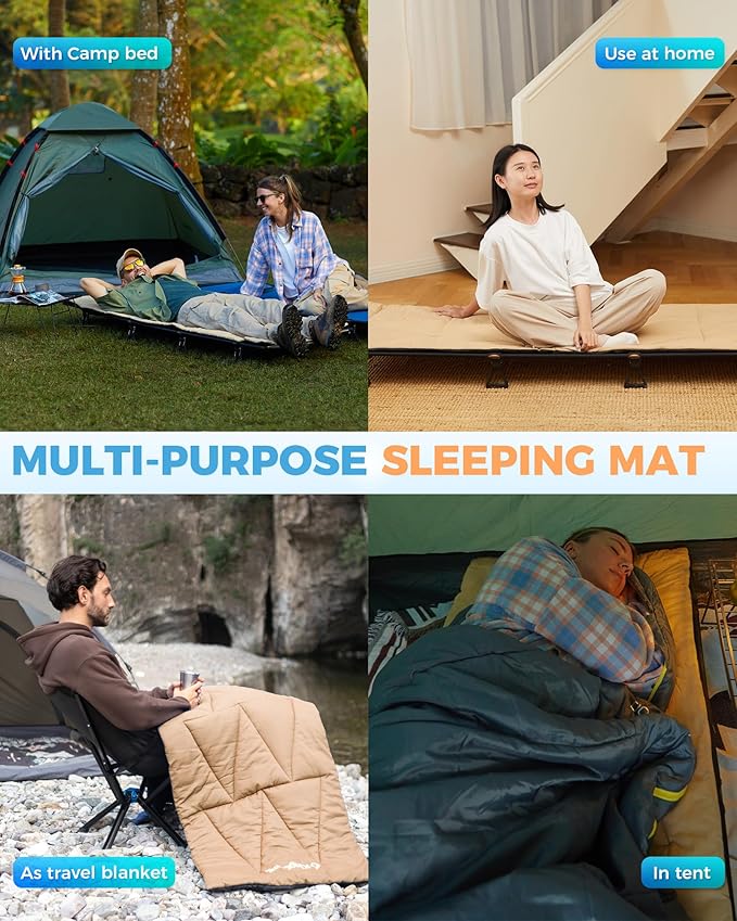 KingCamp Cot Mattress Pad Portable Lightweight Cot Mattress Non-Slip Camping Mat Soft Comfortable Non-Slip Cot Pad for Camp RV Bunk