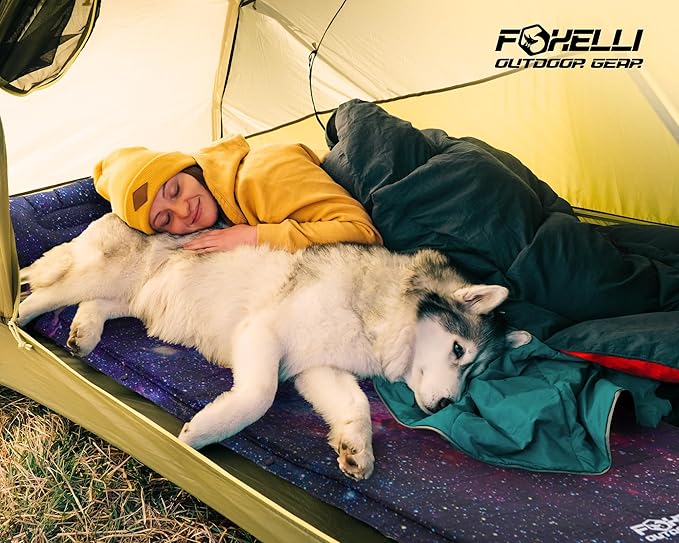 Foxelli Self Inflating Sleeping Pad for Camping Backpacking Hiking Insulated Foam Lightweight Camping Mat Inflatable Camp Mattress with Pillow