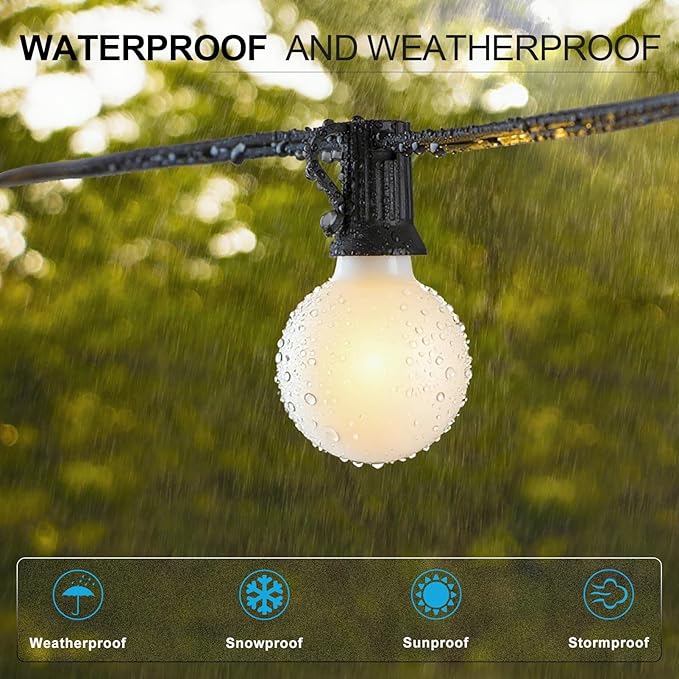 Lightdot 200FT Outdoor String Lights LED Bistro String Lights with Shatterproof G40 Vintage Bulbs 2200K Dimmable Outside Hanging Light Waterproof for PorchGarden Backyard Balcony- ETL Listed