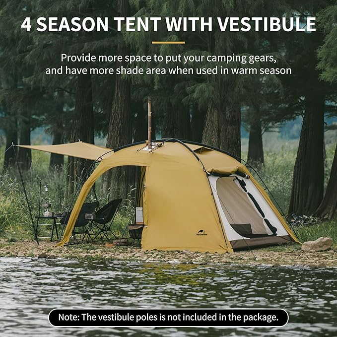 Naturehike Dune Hot Tent with Stove JackDouble Layer 4 Season TentWaterproof 2-4 Person Tents for Camping
