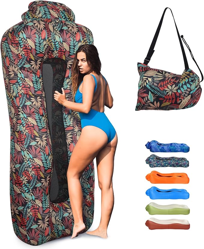 Inflatable Couch Air Lounger for Adults Ultralight Portable Blow up Couch Air Sofa Inflatable Beach Lounger Bed for Camping Hiking Festival Backyard Lawn No Pump Required