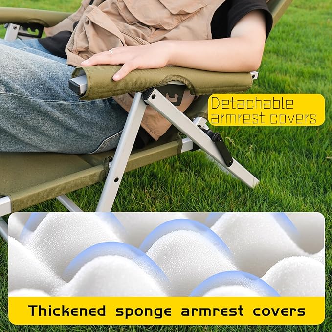 Whitsunday 4-Level Adjustment Chair Portable Camping Chair Backpacking Chair for Hiking Mountaineering Beach for Hiking Mountaineering Beach-Green