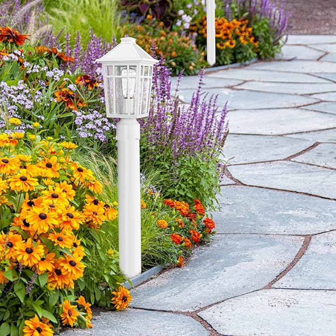 Darkaway Outdoor Post Lights Lamp Post Light Fixture Waterproof Aluminum Housing with Glass Fence Post Deck Lighting for Garden Patio Pathway (1 Pack White)