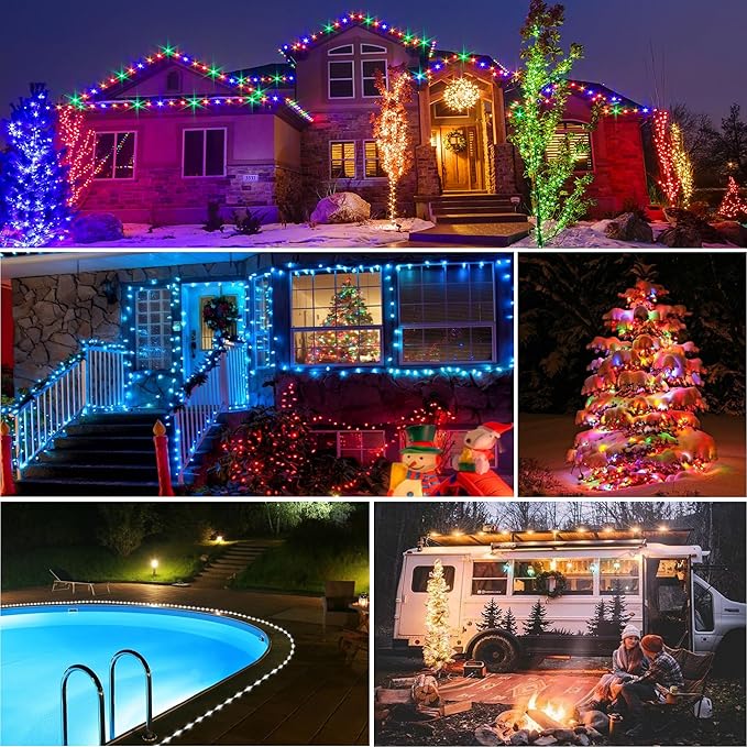 33FT Solar Rope Lights Outdoor Waterproof 18 Colors Changing Fairy String Light USB &amp Solar Powered with Remote 100 LEDs Multicolor Trampoline Light Rope Lighting for Outside Christmas Party